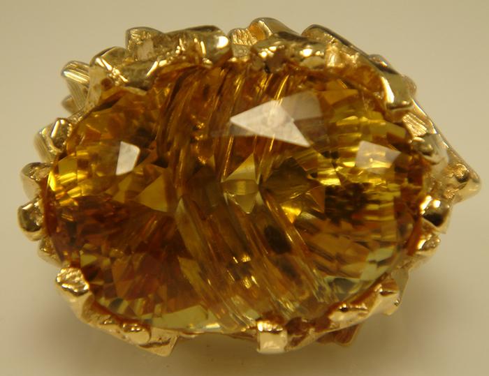 14K yg Citrine Ring, Heavy nest