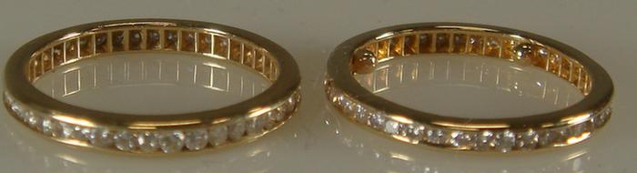 Pair of 14K YG diamond eternity 3c392