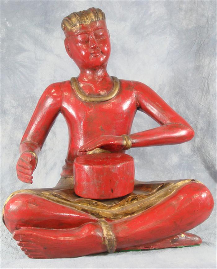 Red lacquered Chinese figure of