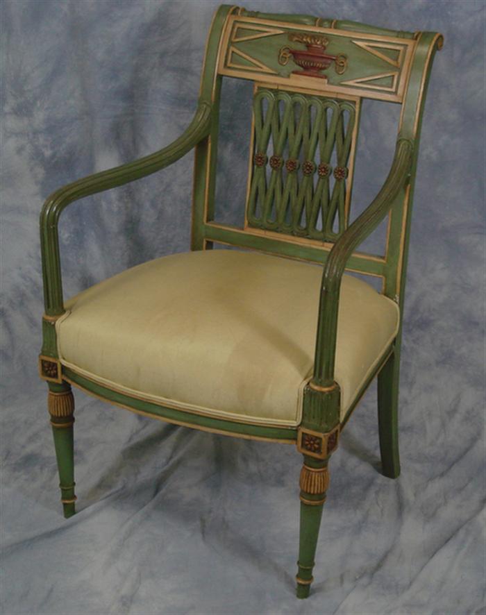 Carved painted French style armchair  3c400