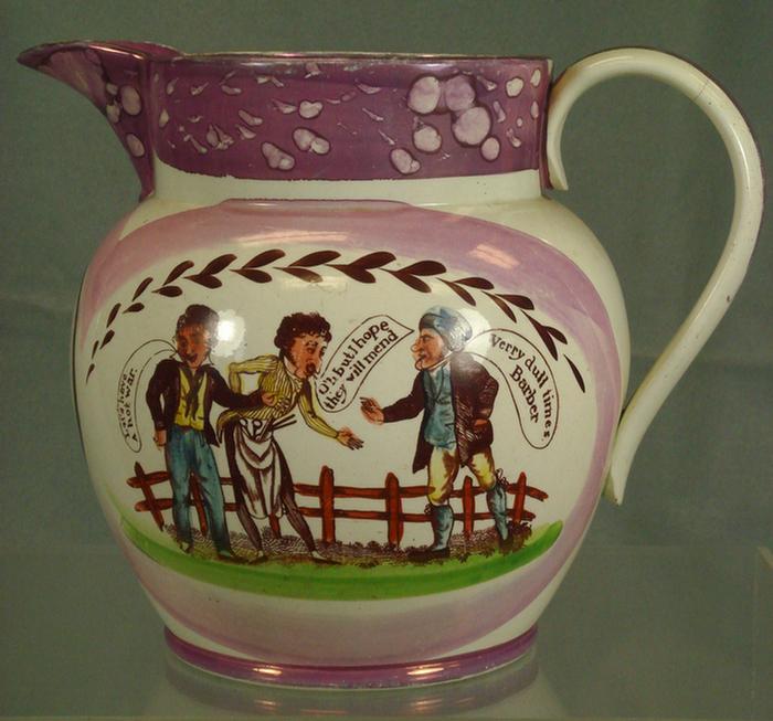 Sunderland pink luster Iron Bridge pitcher,