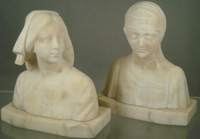 Pr alabaster bust sculptures, 19th c,