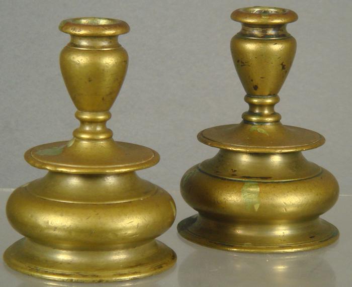 Pr early Spanish brass candlesticks  3c423