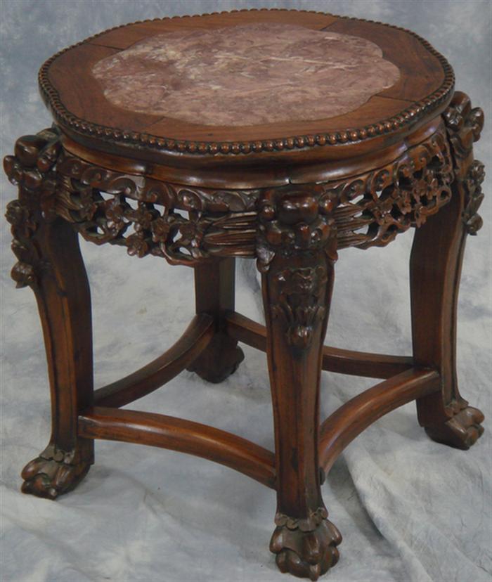 Carved rosewood Chinese taboret