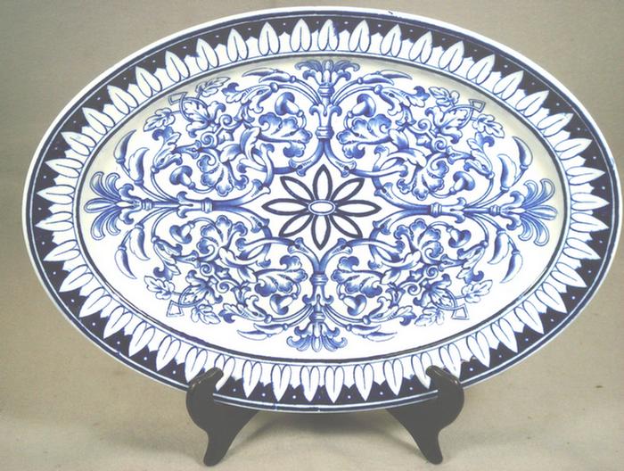 Oval Teutonic blue transfer ironstone 3c434