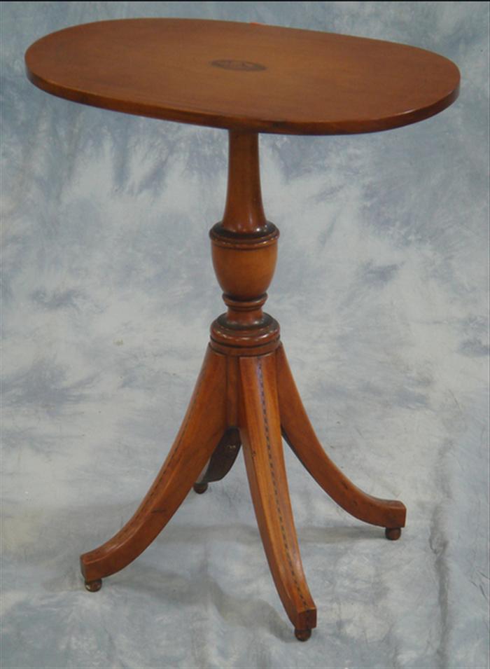 Shell inlaid mahogany candle stand