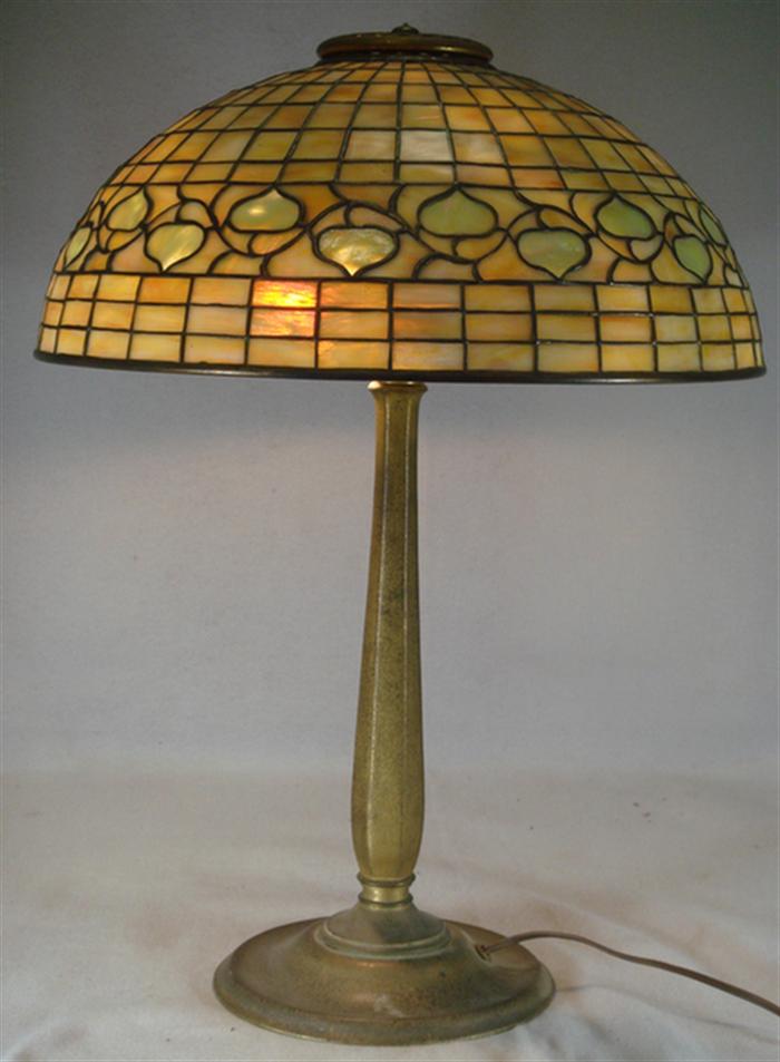 16" Tiffany Studios bronze & leaded