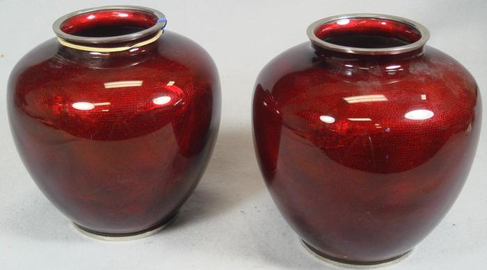 Pr pigeon blood enameled foil vases 3c46b