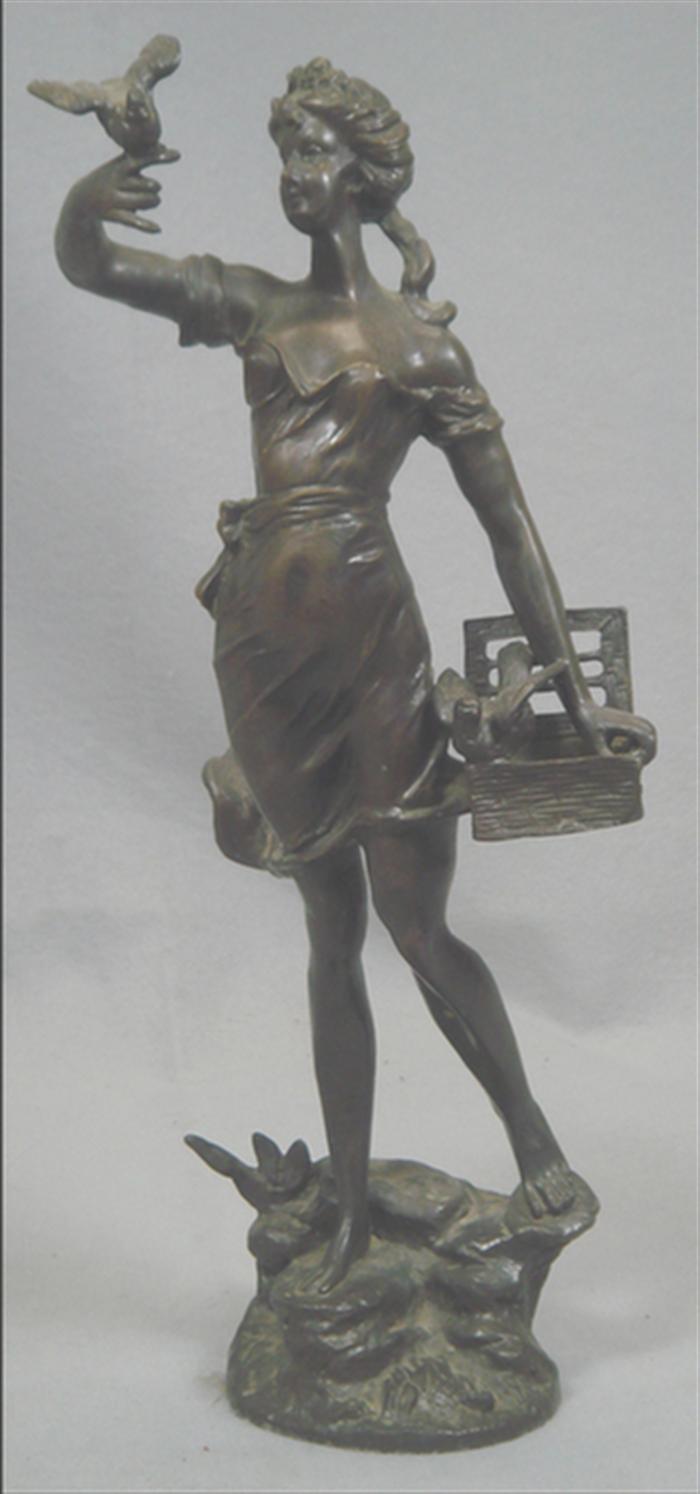 Bronze sculpture Woman with Bird  3c48b