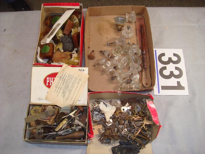 Box of doorknobs, wax casting, miscellaneous