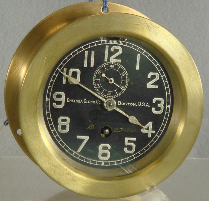 Chelsea brass ships clock, 3 1/2 black