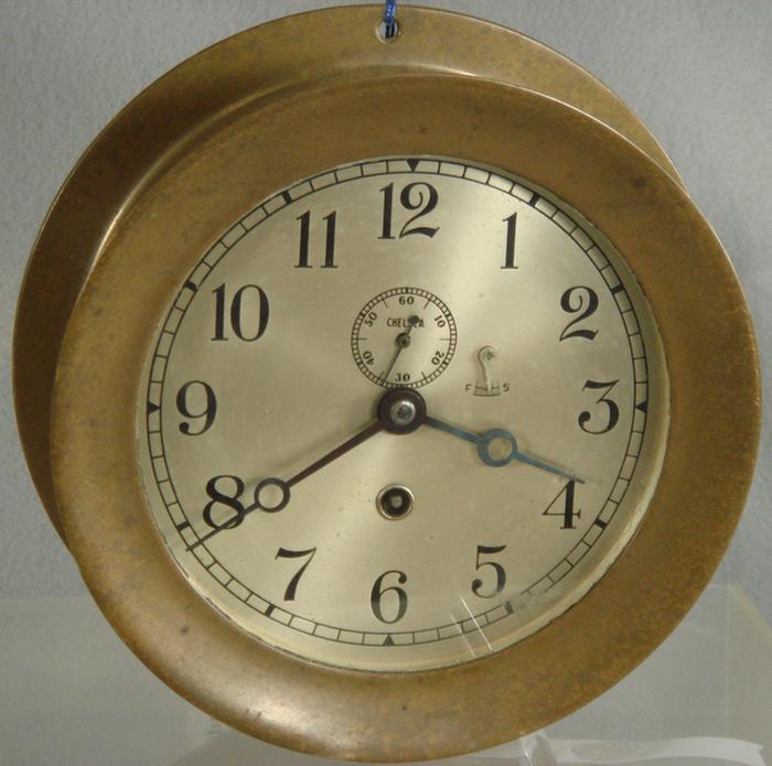 Chelsea brass ships clock, 5 1/2"