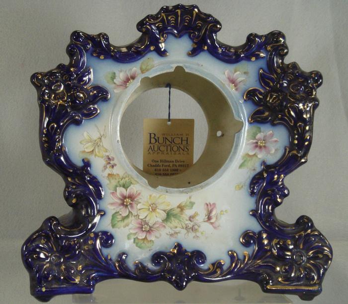 Cobalt floral decorated china clock