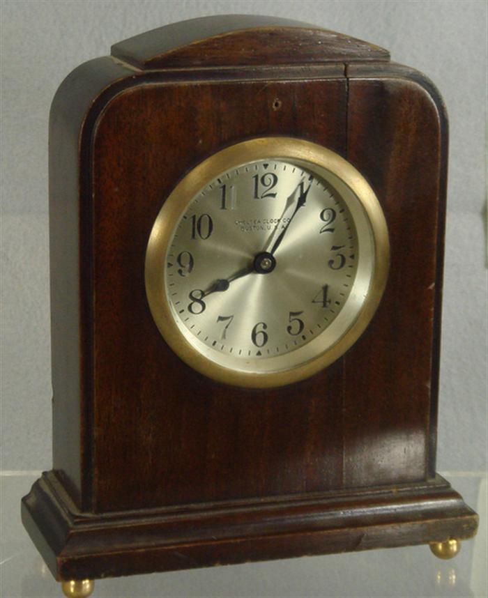Chelsea mahogany desk clock, 3 dial,