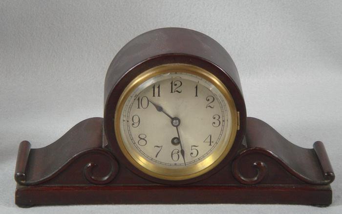 Mahogany tambour clock, 11j Swiss