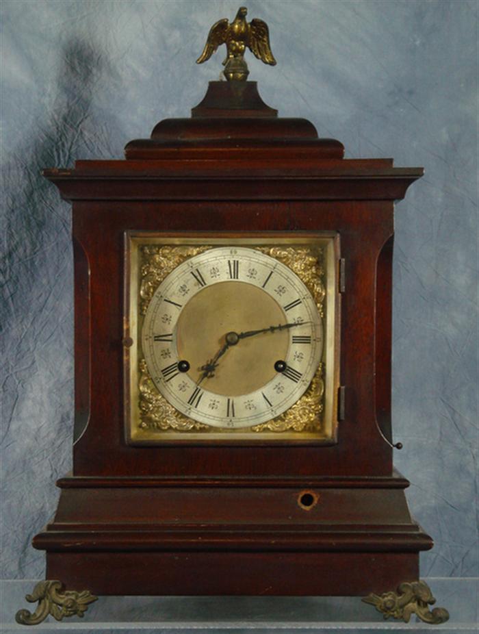 New Haven mahogany bracket clock,