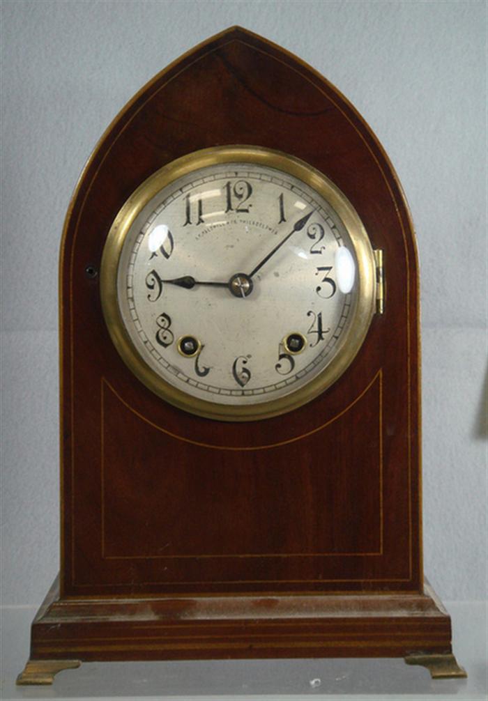 Inlaid mahogany mantle clock, Winterhalder