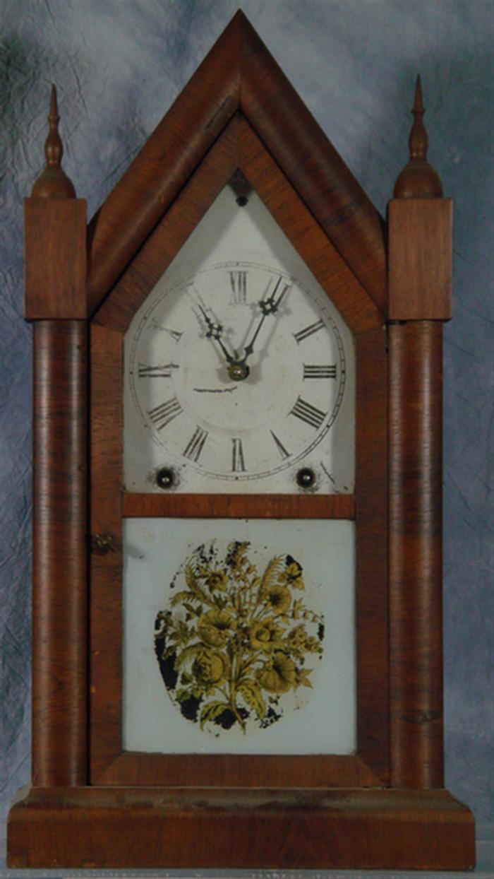 Ansonia mahogany steeple clock,  runs,