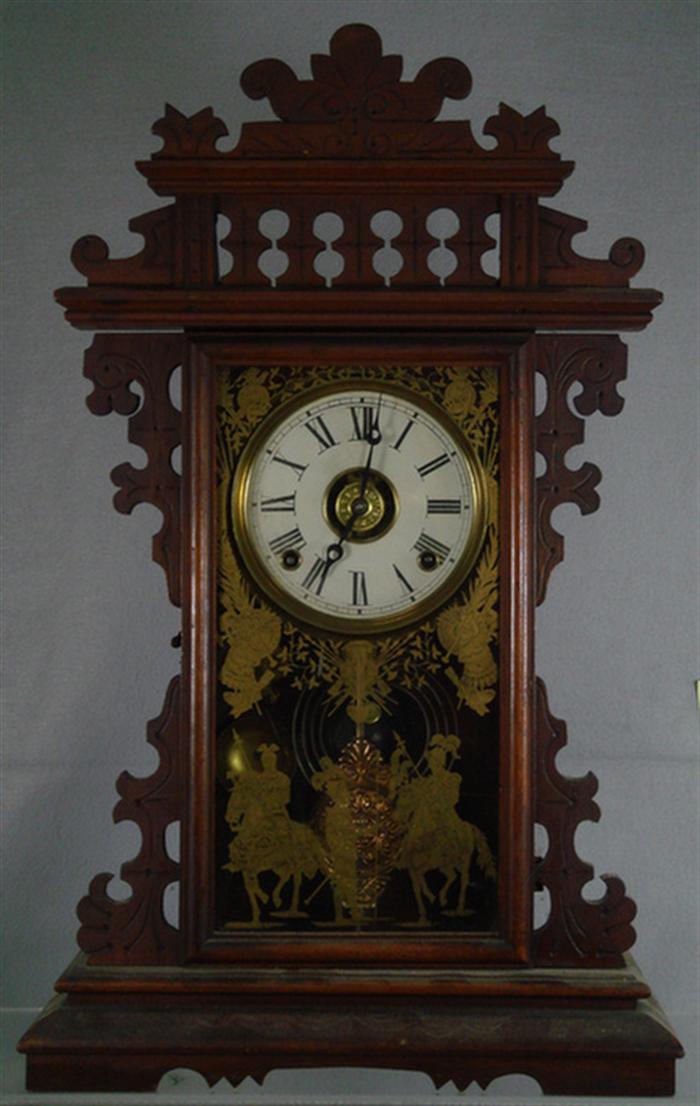 EN Welch walnut mantle clock, knights