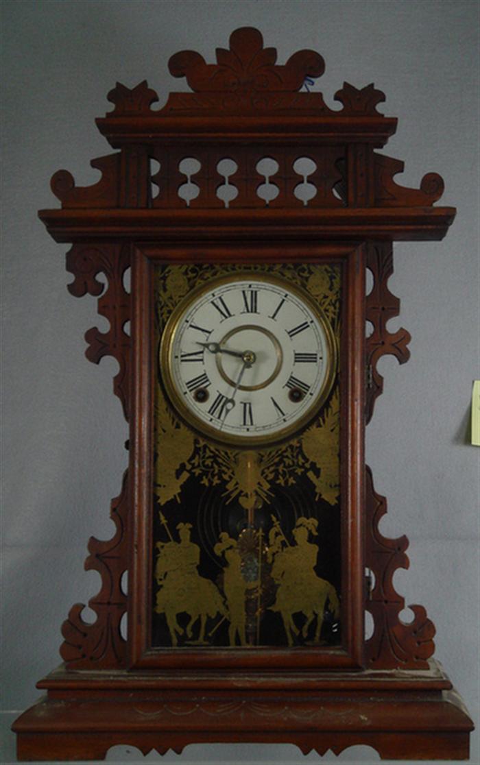 EN Welch walnut mantle clock, knights