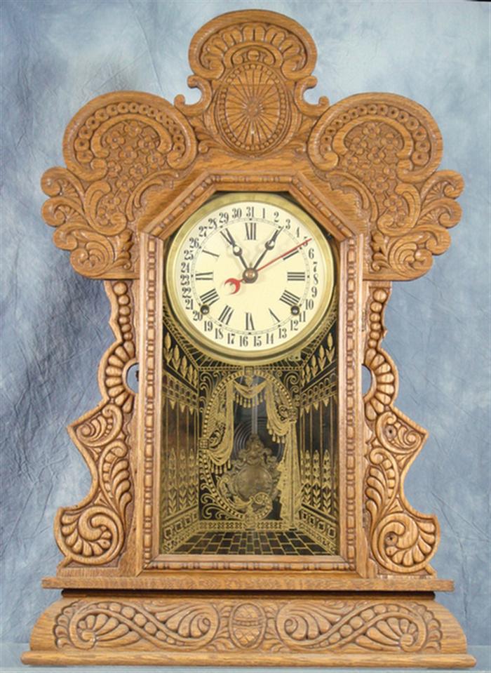Ingraham Gala pressed oak calendar clock,