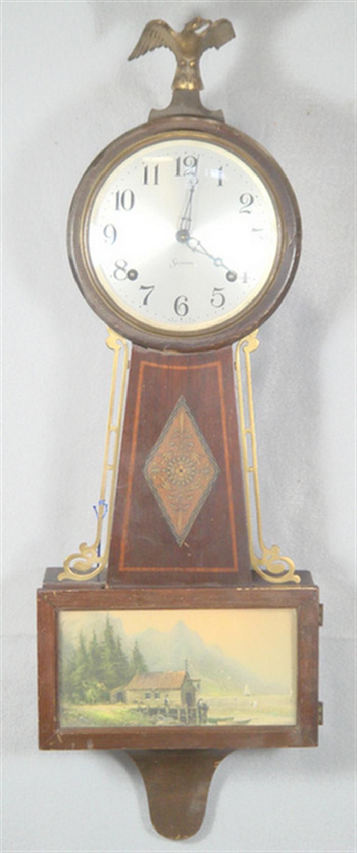 Sessions spring banjo clock, stenciled