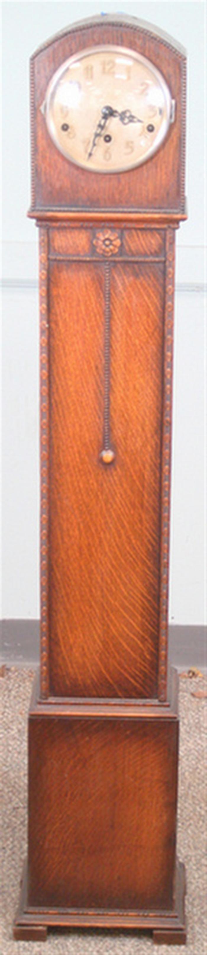 Miniature oak German tall clock,