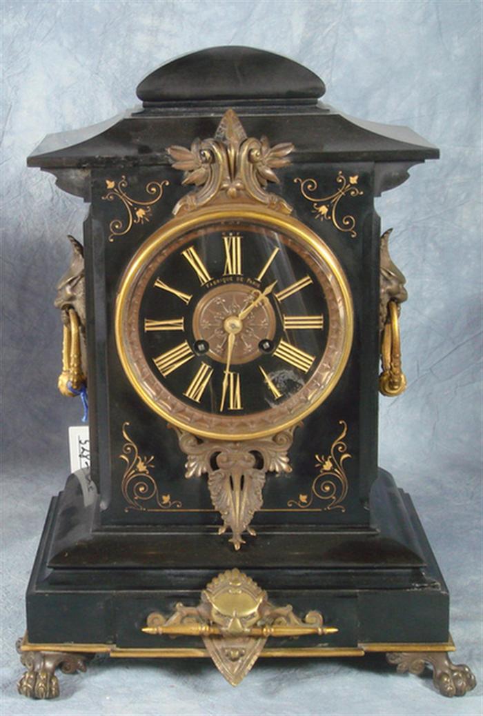 Black onyx French mantle clock  3c22e