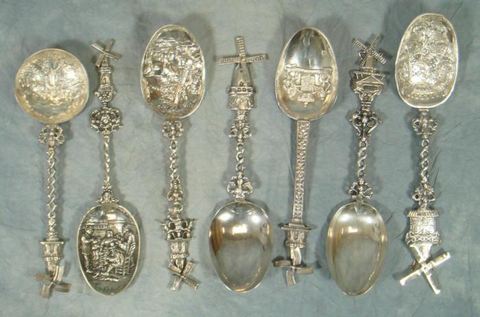 7 Dutch silver spoons with windmill