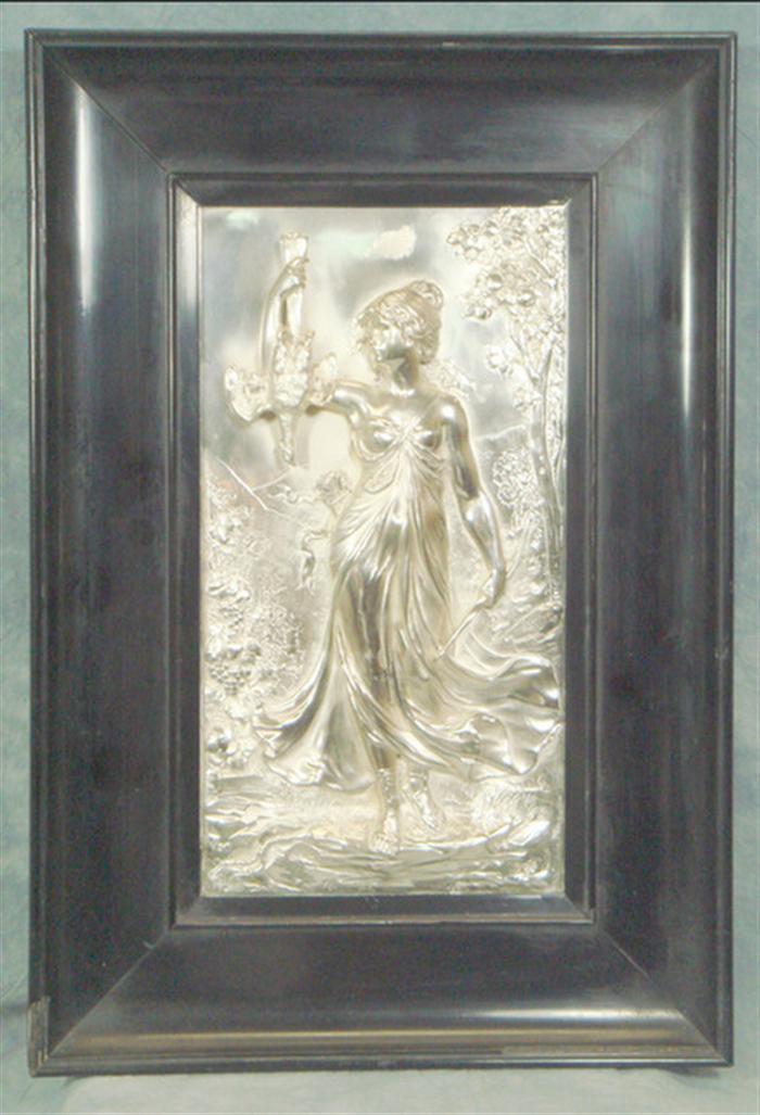 Framed plated silver plaque of 3c677