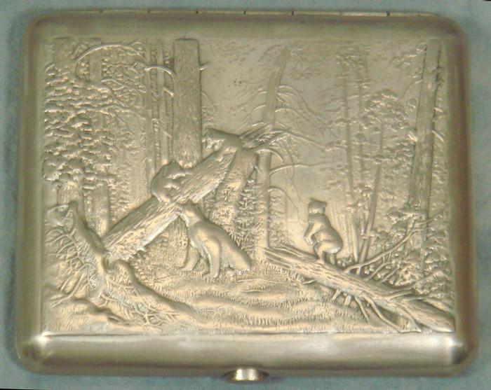 Russian cigarette case with embossed 3c67f