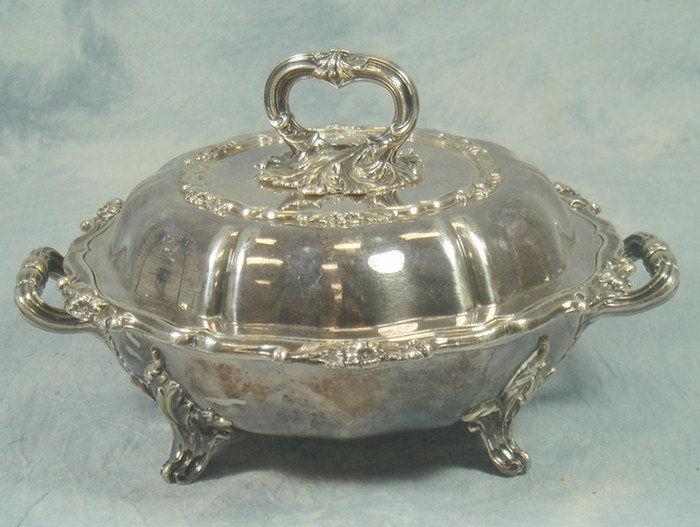 Round Sheffield plated silver serving 3c689