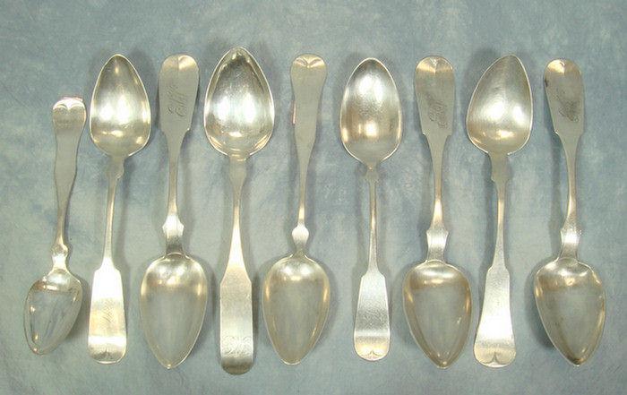 3 plus 6 assted coin silver tablespoons,