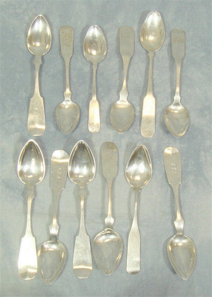 5 plus 7 assted coin silver teaspoons,