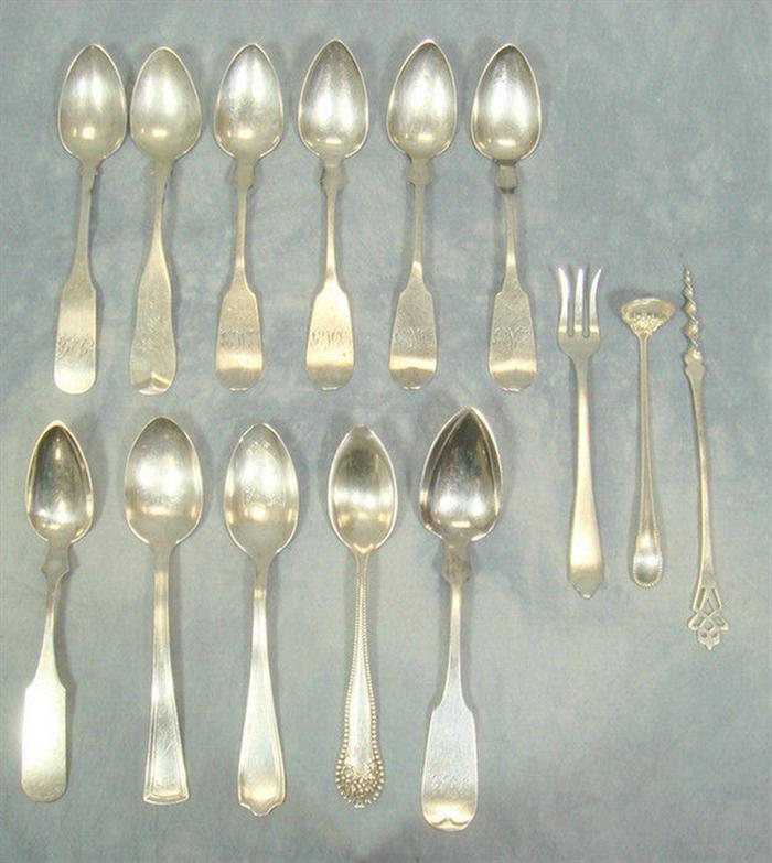4 coin silver teaspoons by S W  3c693
