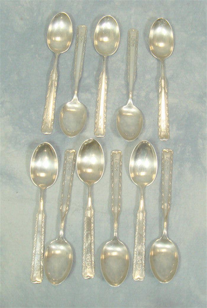 11 Gorham Eventide sterling silver teaspoons,