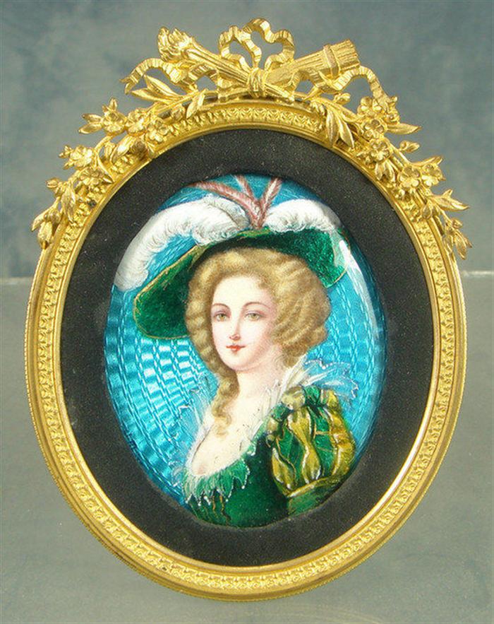Unsigned French enameled portrait  3c6b3