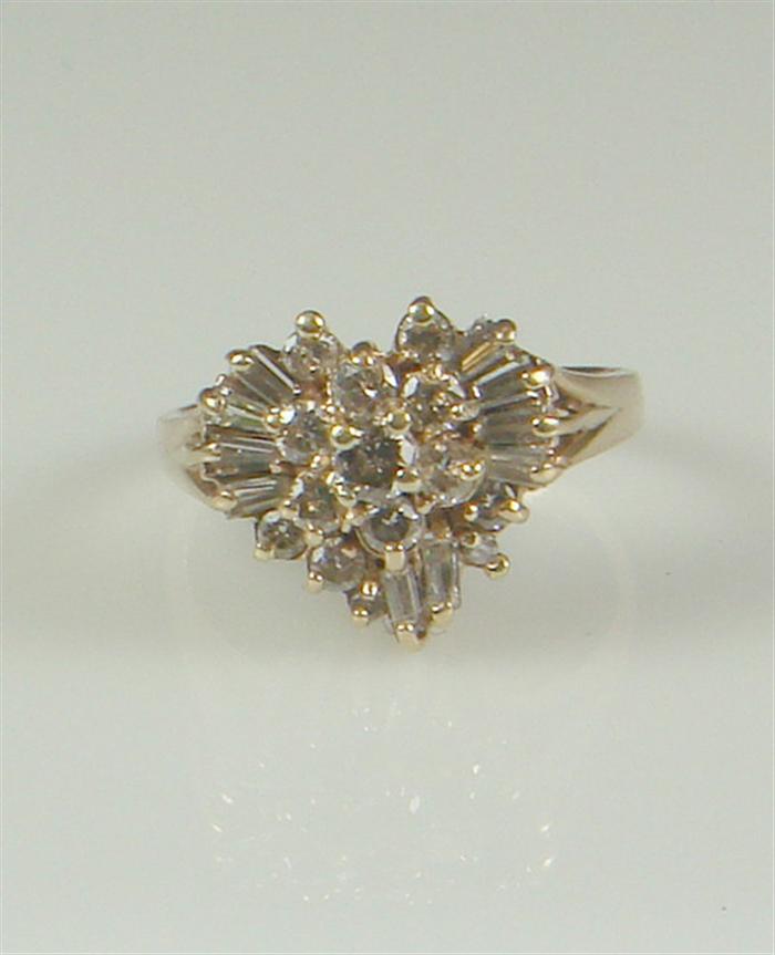 14K YG heart shape diamond cluster 3c6bc