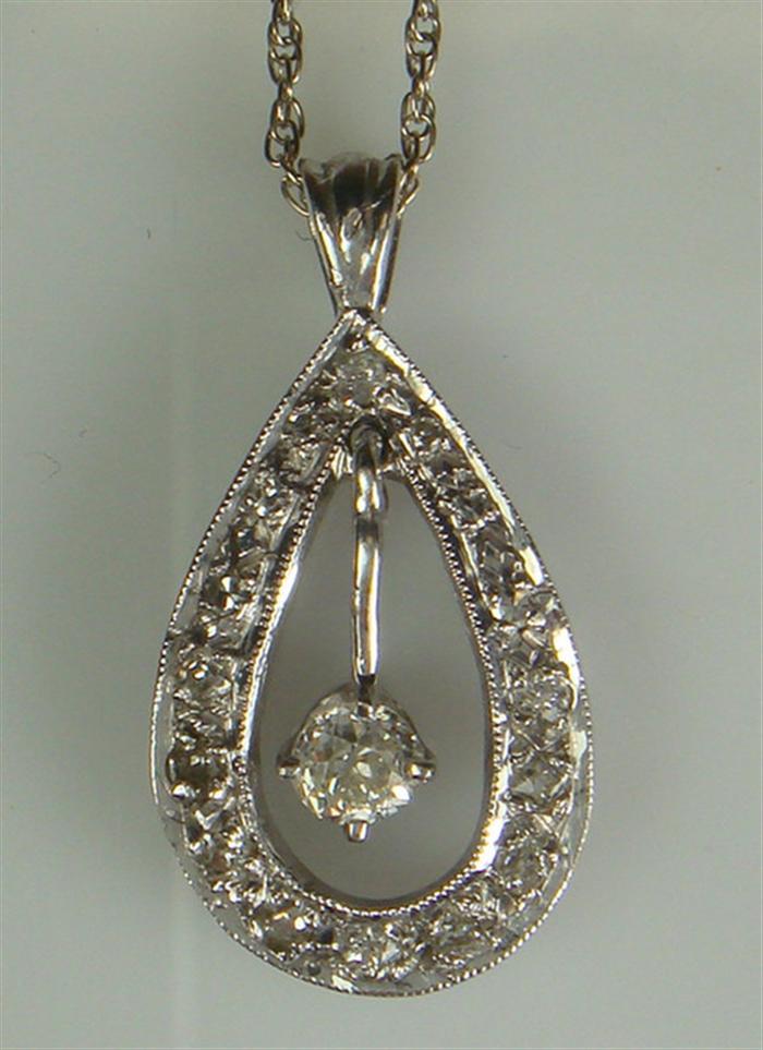 14K WG Diamond Pendant on 14K Chain