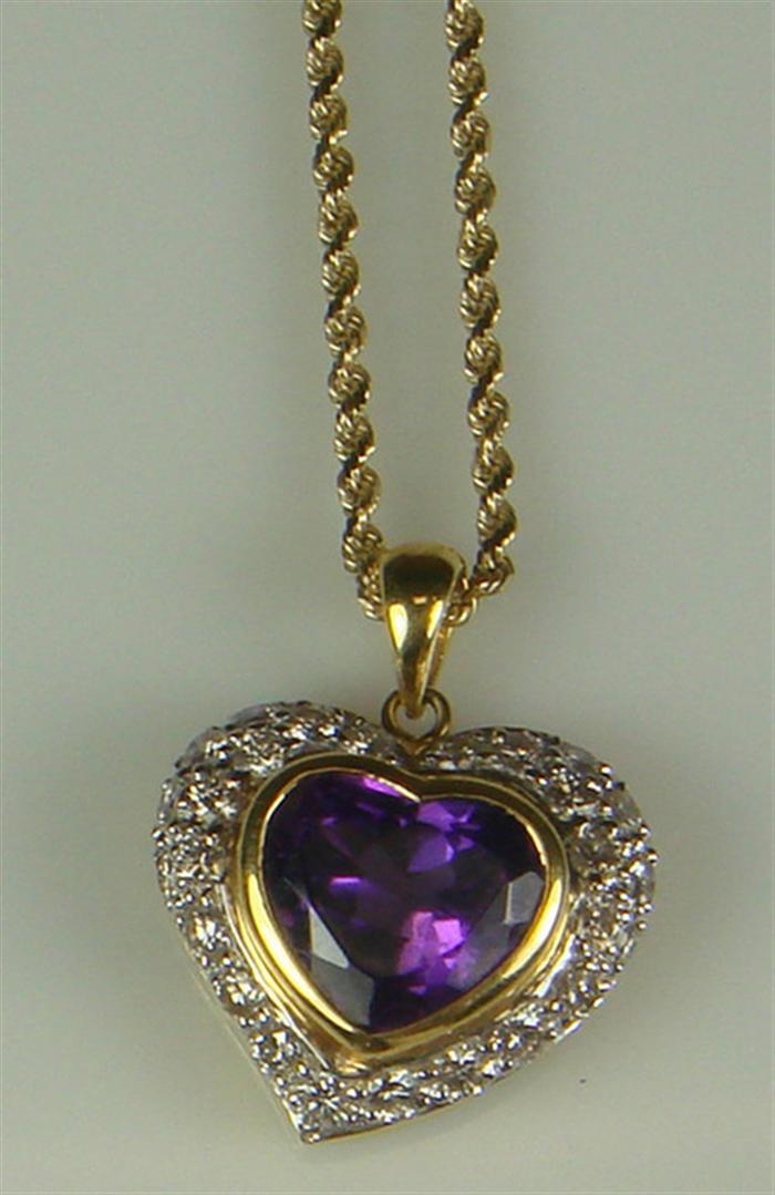 18K YG diamond heart shape amethyst 3c6c5