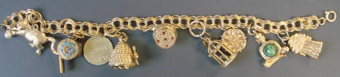 14K yg Charm Bracelet triple link 3c6d3