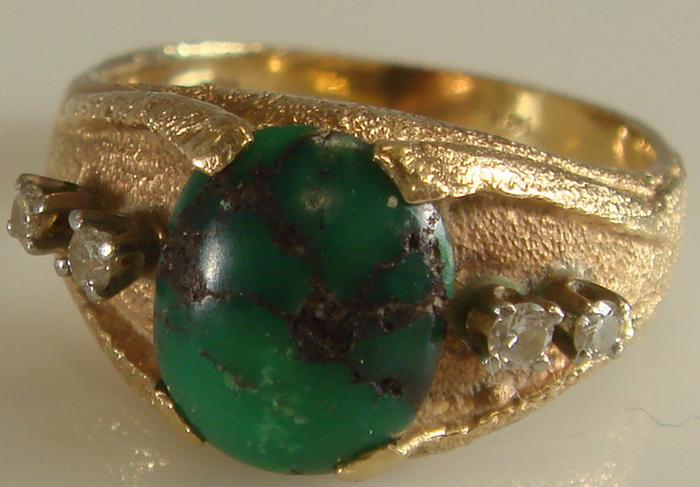 14K YG ring set with green cabochon 3c6d4