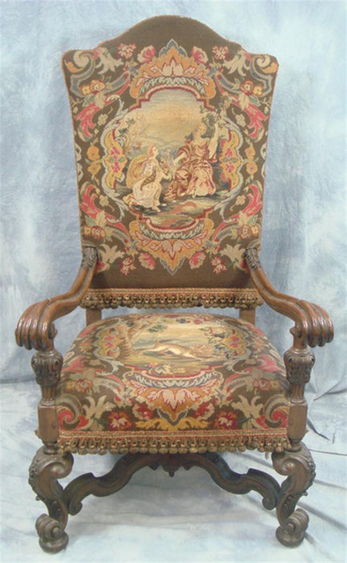 Carved walnut Italian Baroque throne