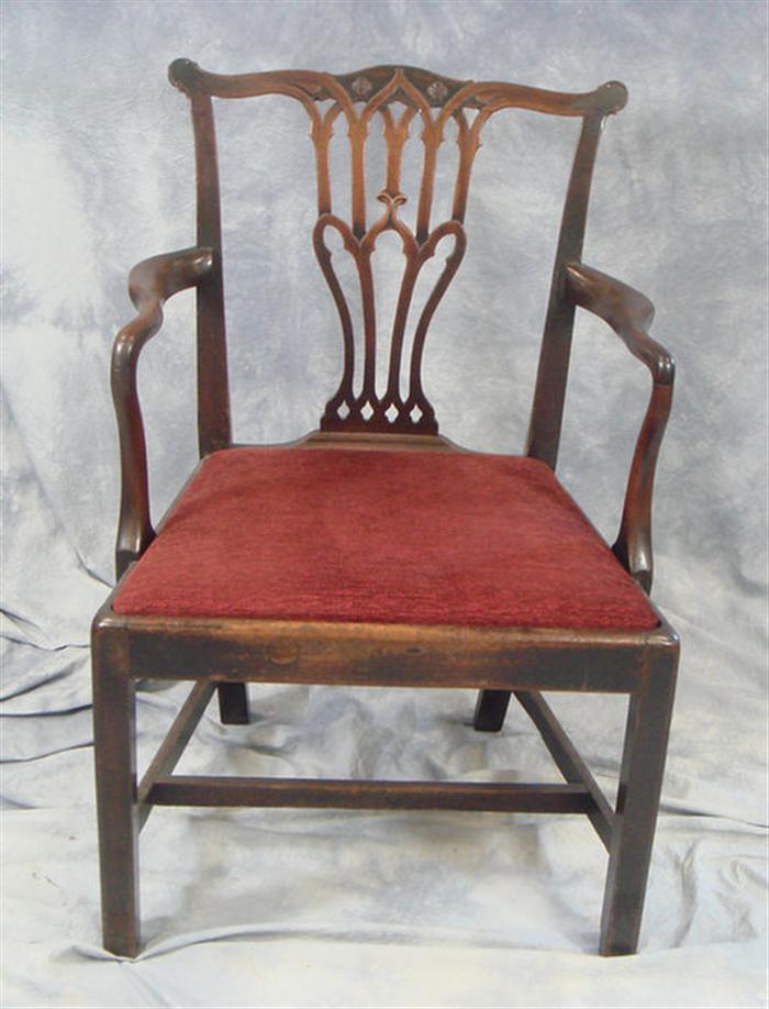 Mahogany Georgian armchair, pierced