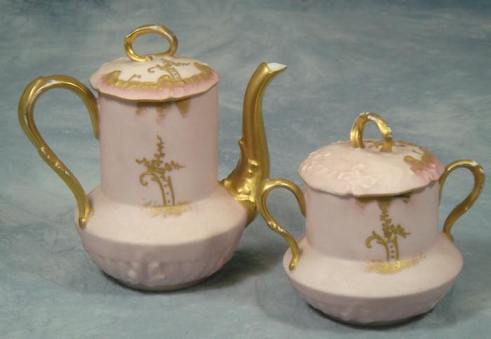 Limoges porcelain teapot and sugar