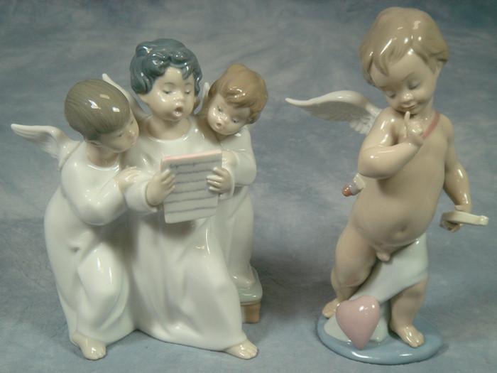 2 Lladro cherub figurines glazed 3c737