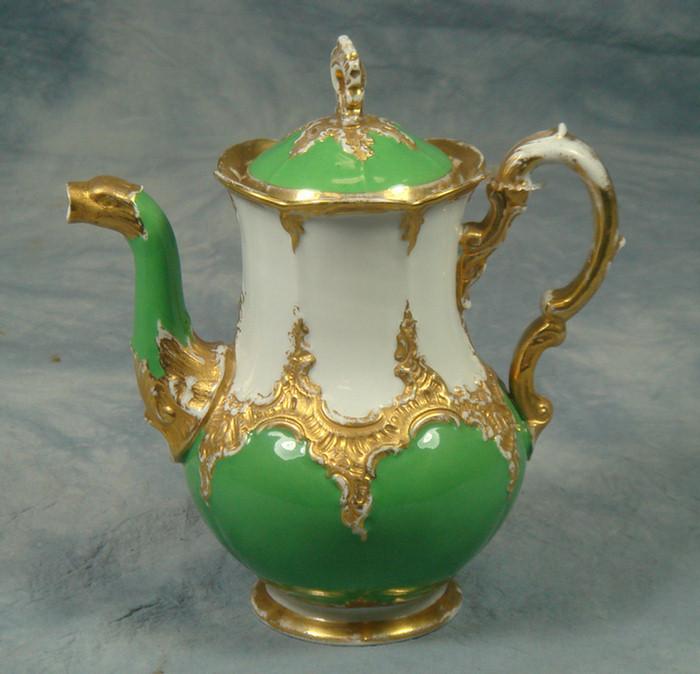 Meissen teapot green and gilt 3c750