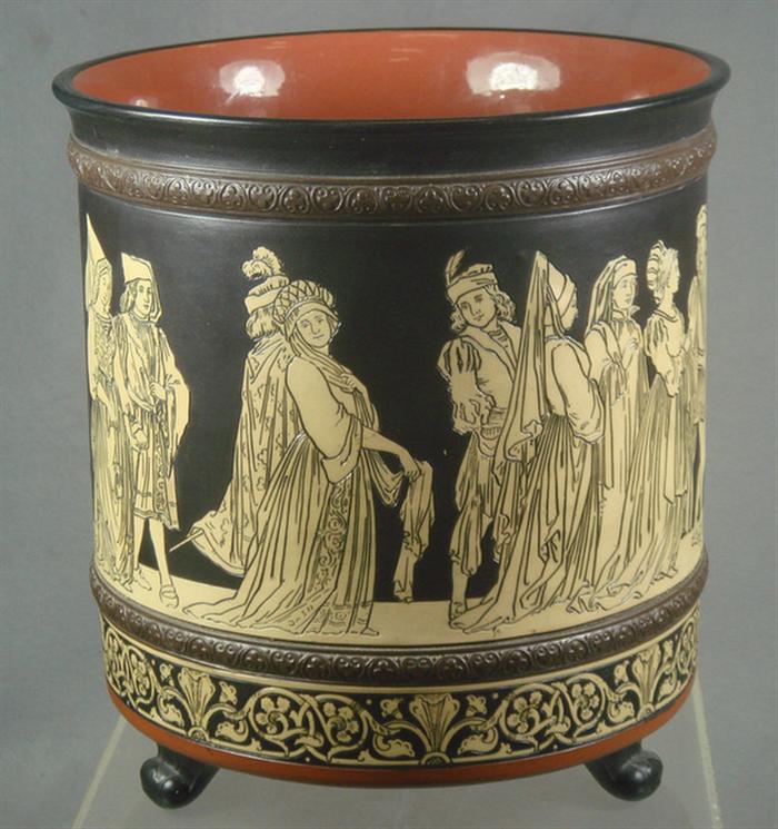 Mettlach flower pot 2173, etched Etruscan