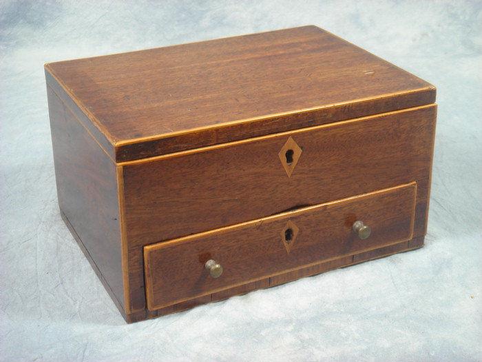 Inlaid mahogany document box with