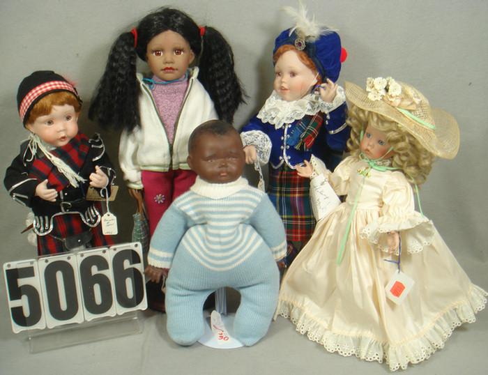 Porcelain/cloth doll lot, 13 to 18 inches